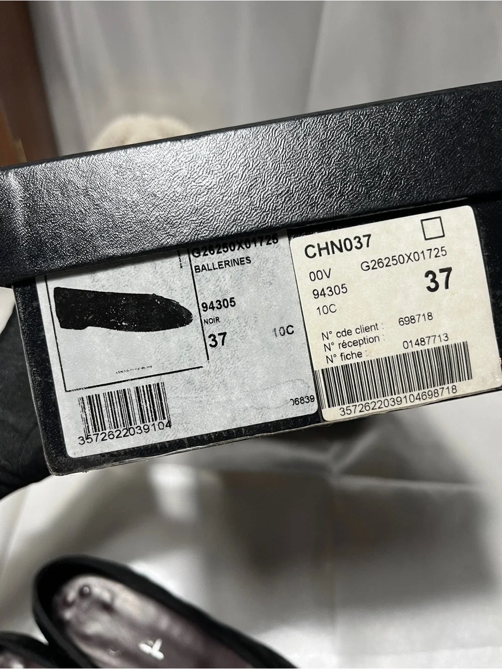 CHANEL Black Quilted Ballet Flats with CC Logo